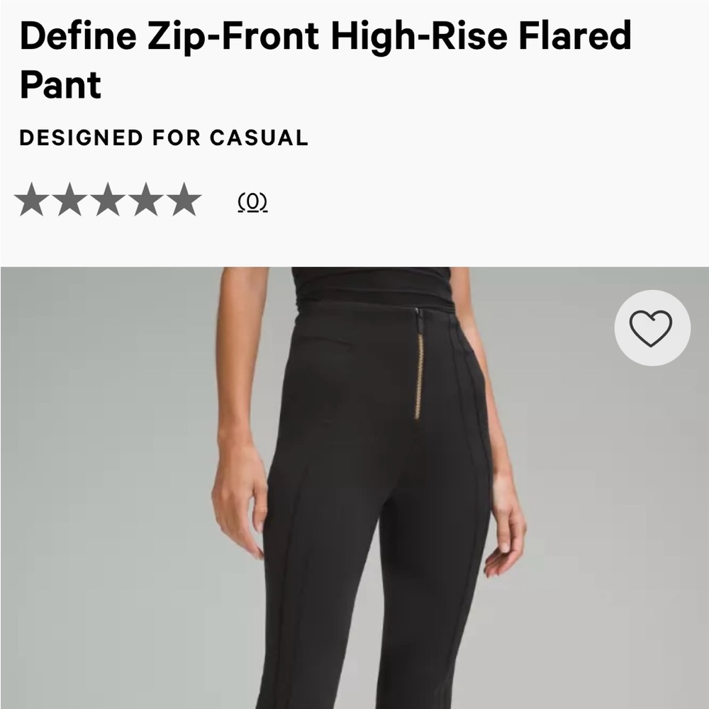 Lululemon DEFINE ZIP-FRONT FLARED PANT Like New